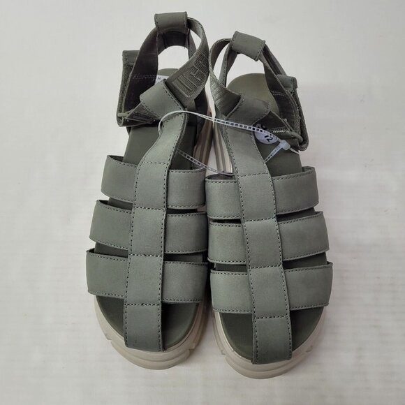 UGG Ashton Strappy Sandal‎ Womens US 9.5 Green Gladiator Platform Leather New - Picture 15 of 16